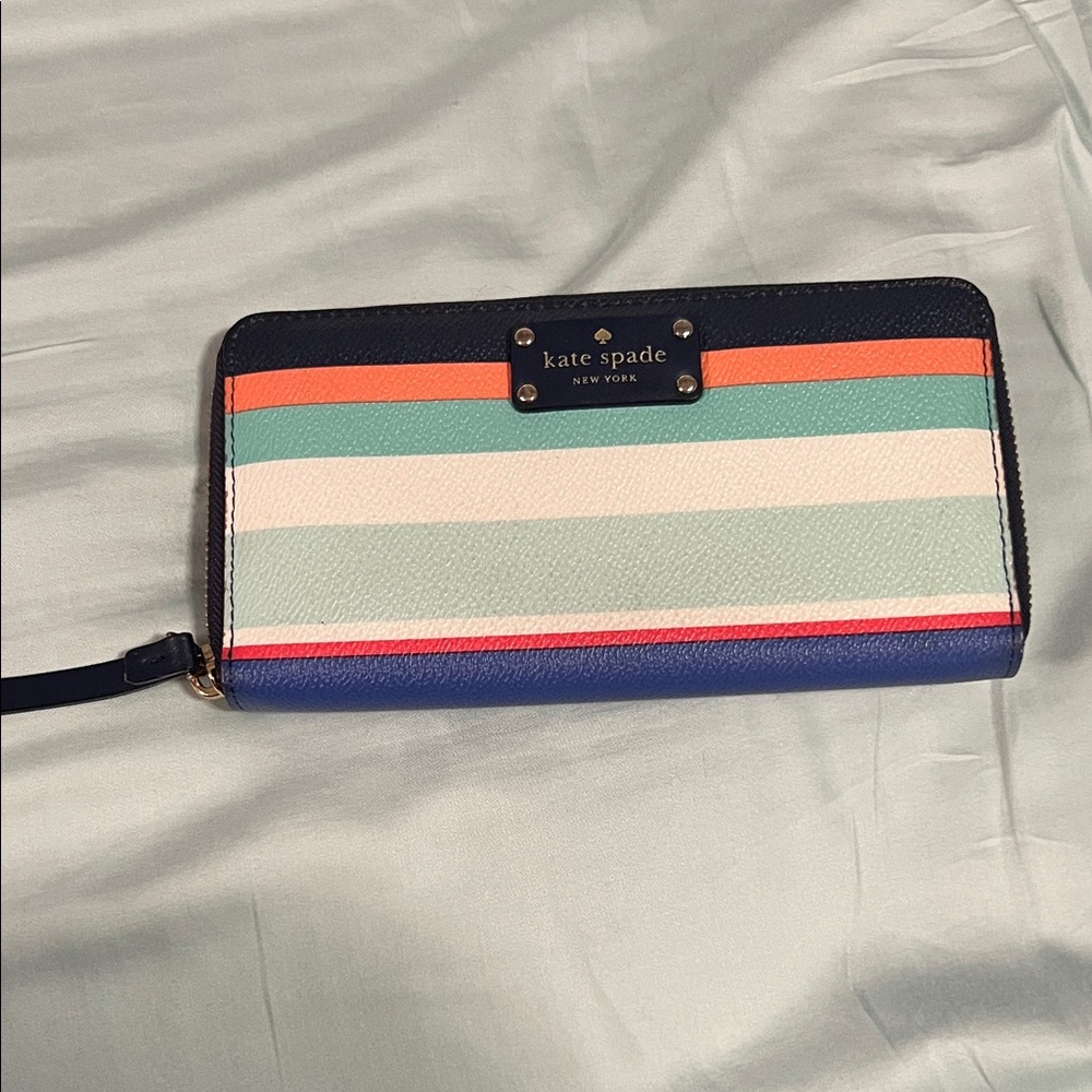 Kate Spade Colorful Stripe Wallet zip around multiple cards large